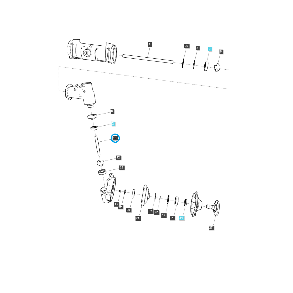 Front axle king shaft No. 40419450 LS Tractor