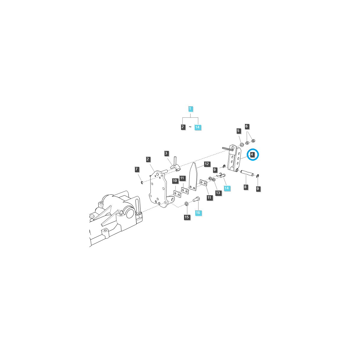 Dreipunkt-Anbauhalterung Kat. I, Spannschlosshaken / TRG828 / LS-Traktor 40011577