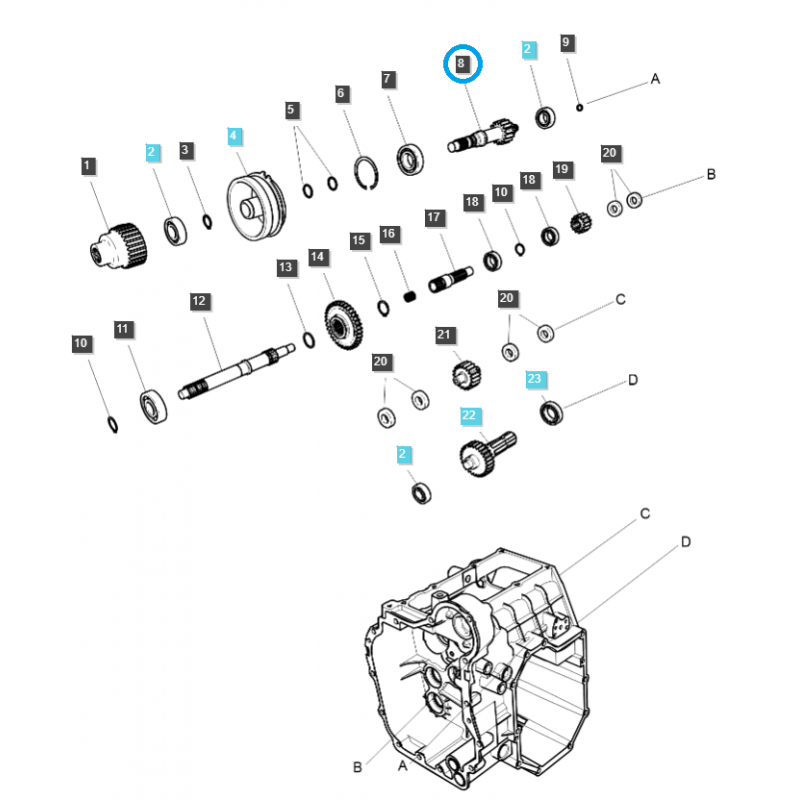 the remaining - Main Shaft PTO/PTO 14T / TRG283 / Ls Tractor 40196989