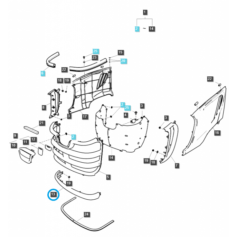 časti karosérie auta - Dummy / spodná časť grilu / LS XJ25 / G830 / LS Tractor / č