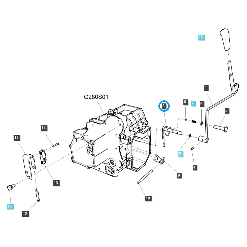 réservoir d essence - Tringlerie de levier de gamme / TRG291 / Tracteur LS / N° 40296880