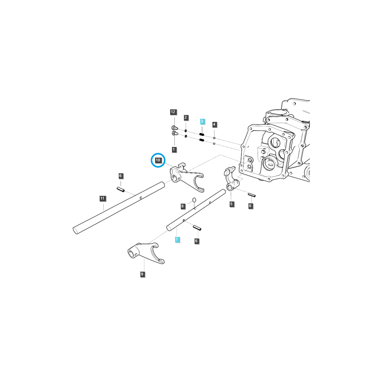 Fourche, guide, sélecteur de vitesses 1-2 / TRG290 / Ls Tractor 40373832