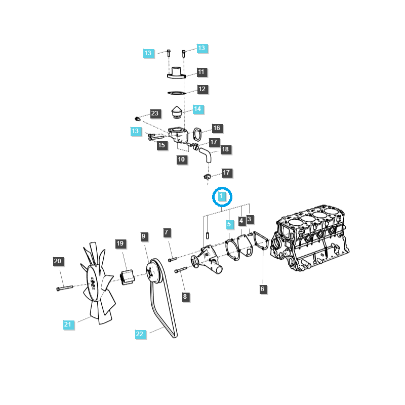 bombas de agua - Bomba de agua - LS Tractor LS R41 / LS R50 / LS R65 / LS U43 / LS XR45