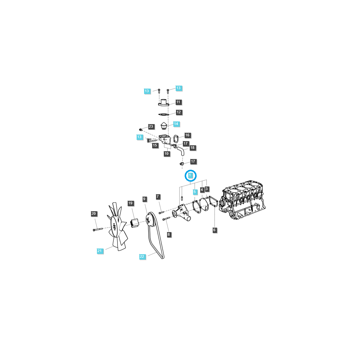 Bomba de agua - LS Tractor LS R41/LS R50/LS R65/LS U43/LS XR45