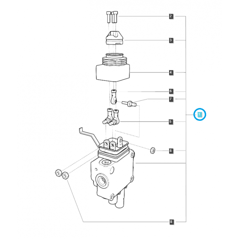 hydraulic distributors - Two-section hydraulic distributor / LS MT1.25 / G822 / LS Tractor / no. 40438701