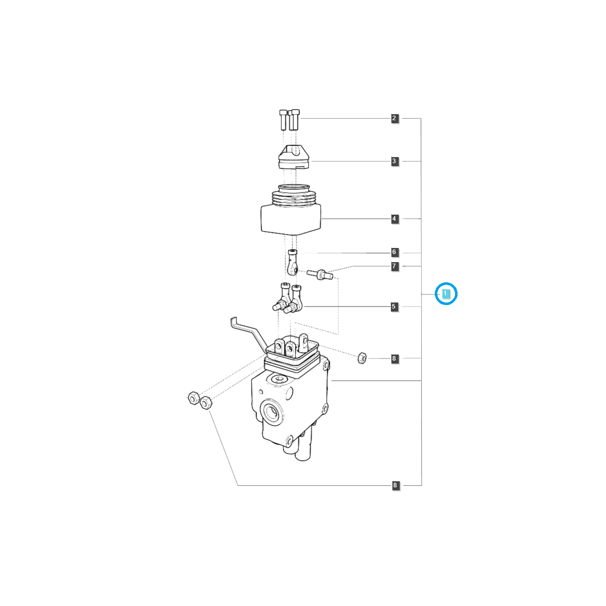 distributeurs hydrauliques - Distributeur hydraulique à deux sections / LS MT1.25 / G822 / Tracteur LS / n° 40438701