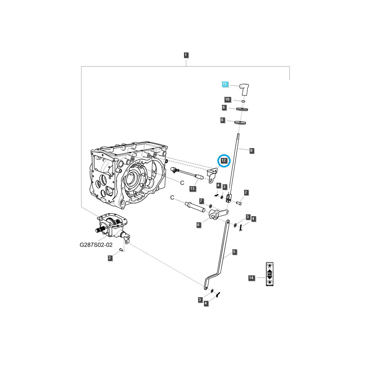 el restante - Soporte de palanca de cambios TDF/TDF / Tractor TRG750 / LS / N.° 40439895