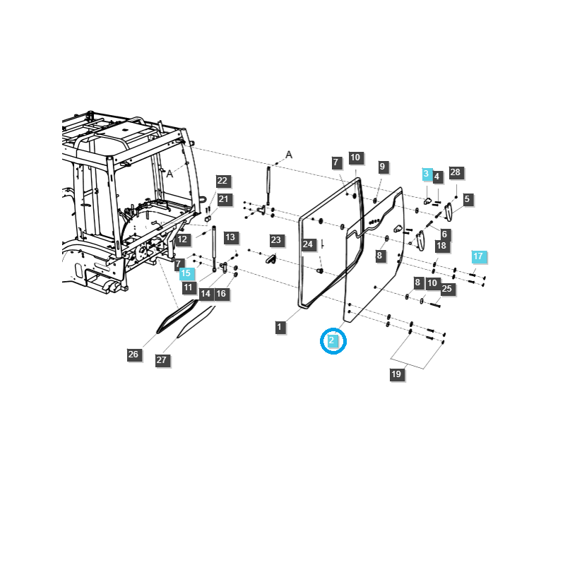 partes de carrocería - Vidrio de ventana de cabina trasera / TRG863 / Tractor LS / N.º 40430146