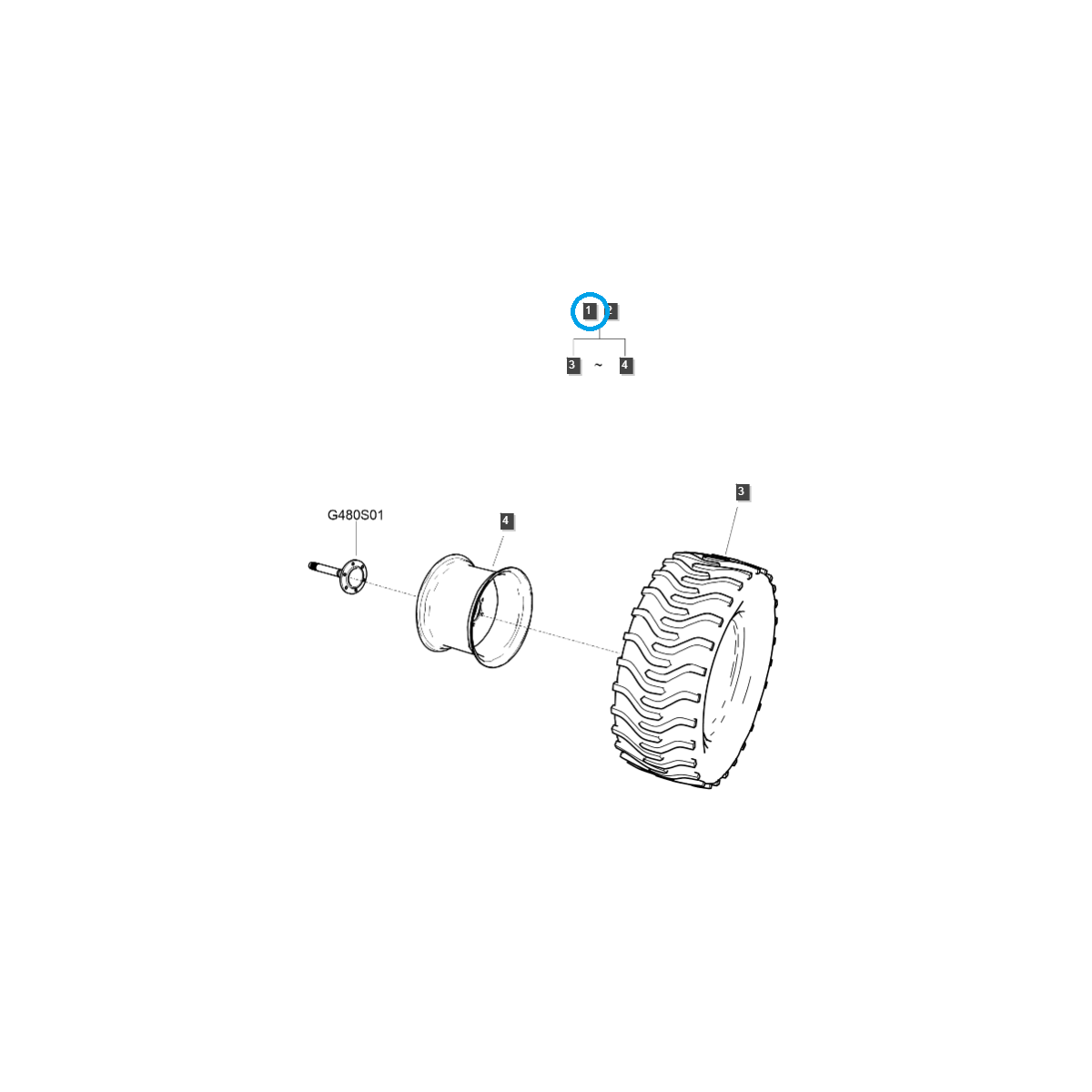 Rueda izquierda 43x16-20 / TRG490 / Ls Tractor 40386737