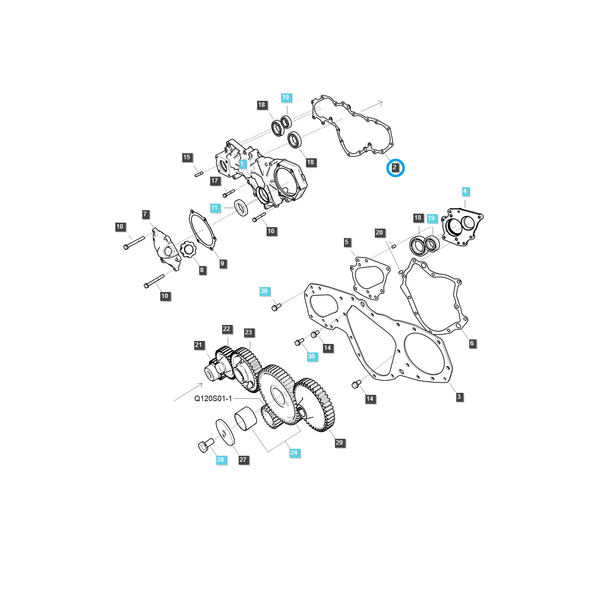 Uszczelka obudowy rozrządu / EGQ130 / LS Tractor / nr 40006821