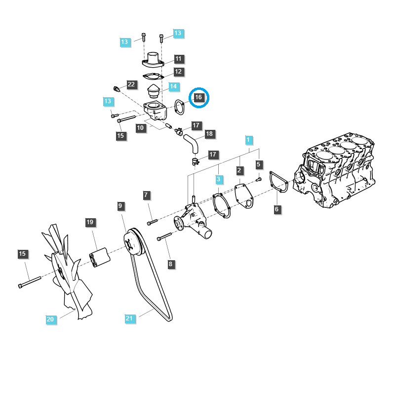 zbývající - Těsnění skříně termostatu / EGQ135 / LS Tractor 40006911