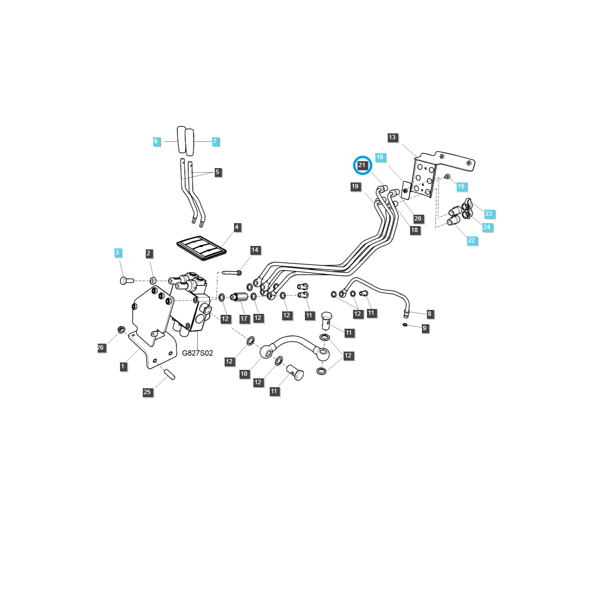 Hydraulikschlauch NR2 Rechts / TRG287 / Ls Traktor 40187106