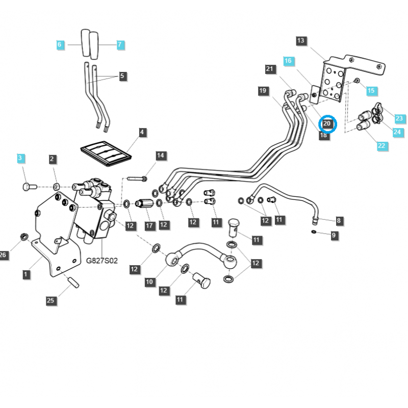 cables - Hydraulic Hose / NR2 / Left / TRG287 / LS Tractor / No. 40187105