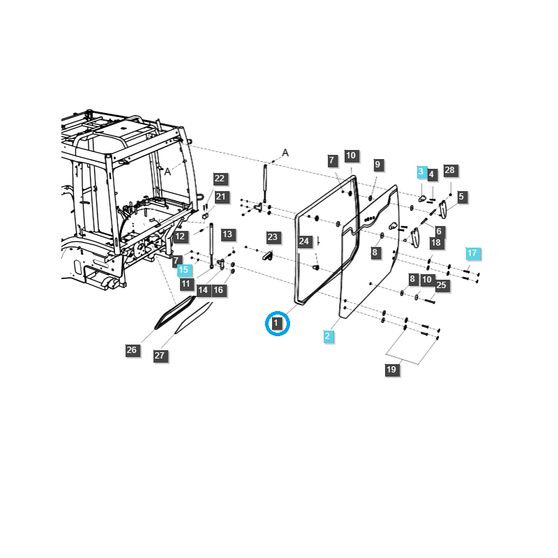 atrapy - Cabin glass seal / TRG863 / LS Tractor / no. 40255028