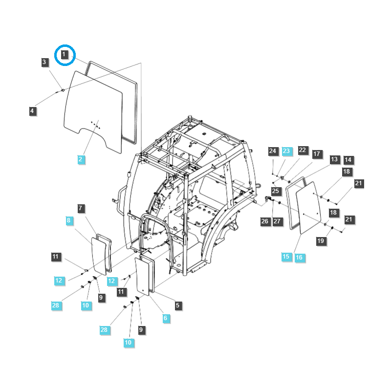 nuls - Joint de pare-brise / vitre avant / TRG863 / Tracteur LS / N° 40255035