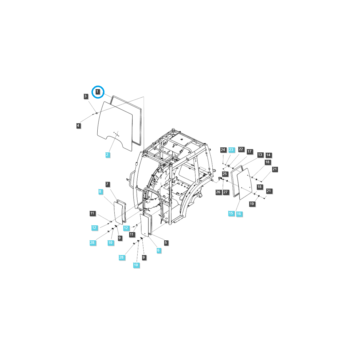 Joint de pare-brise / vitre avant / TRG863 / Tracteur LS / N° 40255035