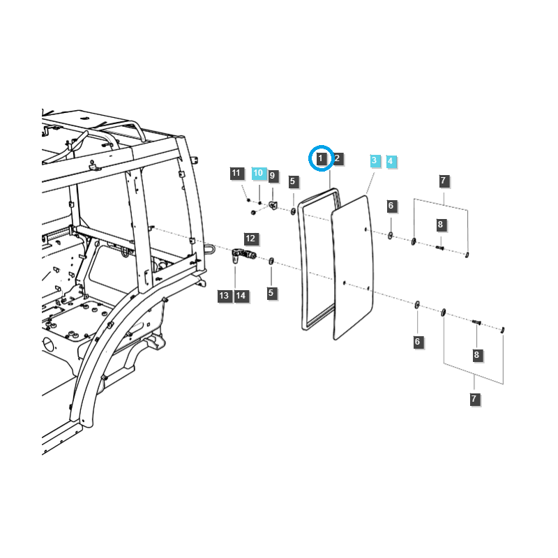 atrapy - Dichtung für linkes Kabinenfenster / TRG863 / LS-Traktor / Nr. 40266713