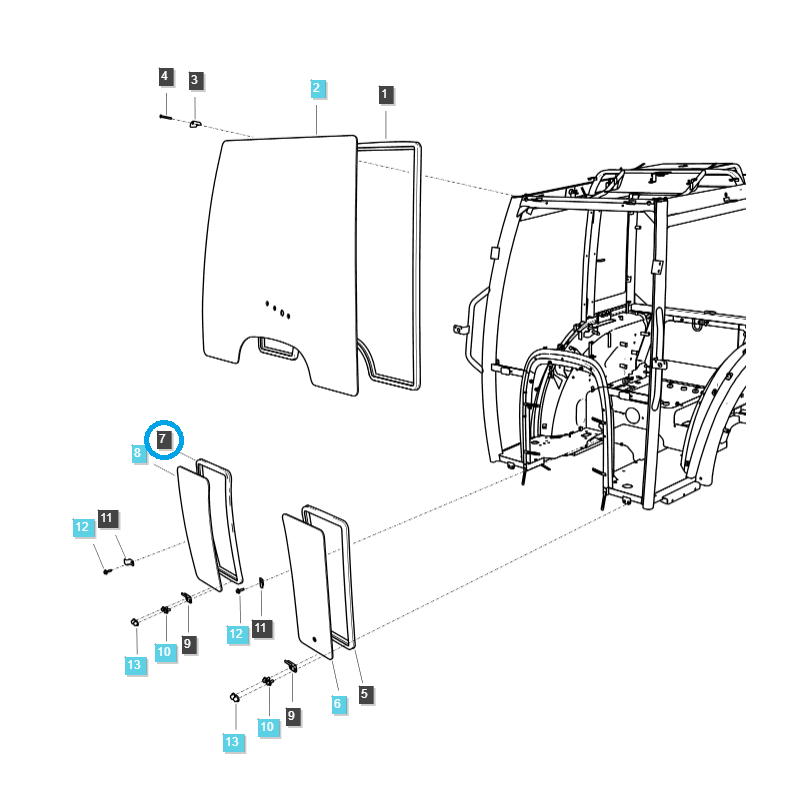 pièces de carrosserie - Joint de vitre de cabine / inférieur / TRG863 / Tracteur LS / n° 40266719