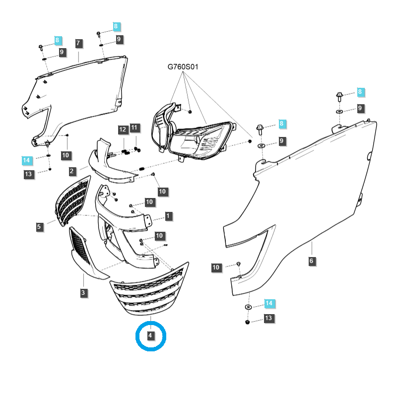 partes de carrocería - Maniquí / rejilla izquierda / TRG830 / LS Tractor / no 40340673