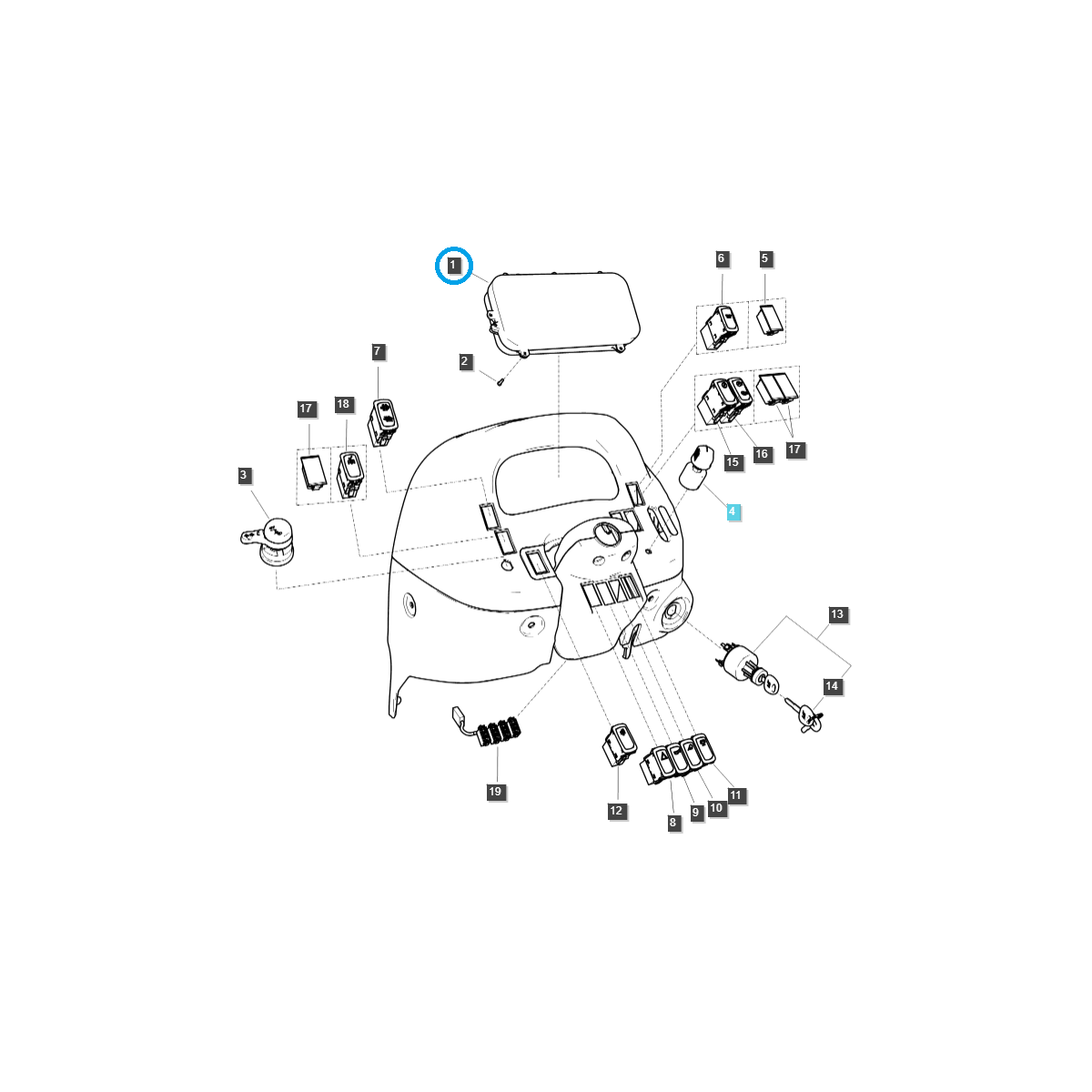 Dashboard / Instrument Panel / LS MT3.35 / LS MT3.40 / LS MT3.50 / LS MT3.60 / TRG750 / LS Tractor / No. 40426264