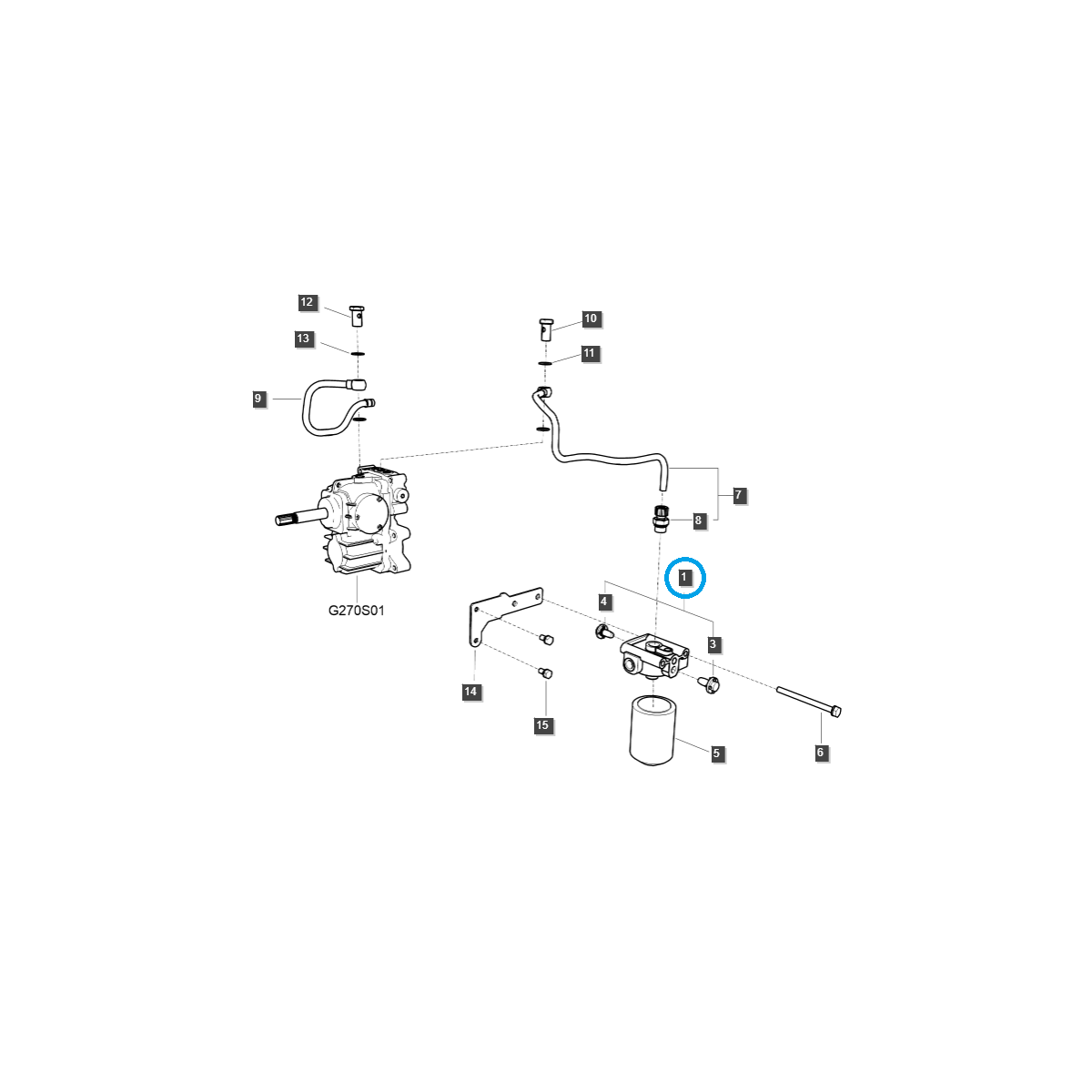 Base de filtre à huile hydraulique / G640 / Tracteur LS 40007999