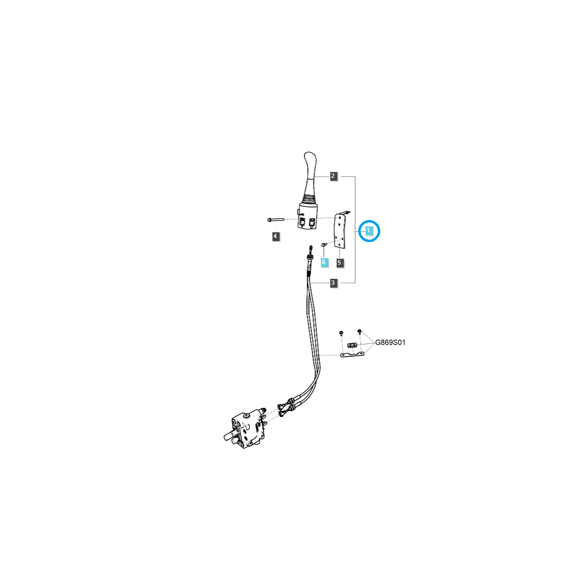 Lever, joystick hydraulic distributor with cables / TRG822 / Ls Tractor 40268186