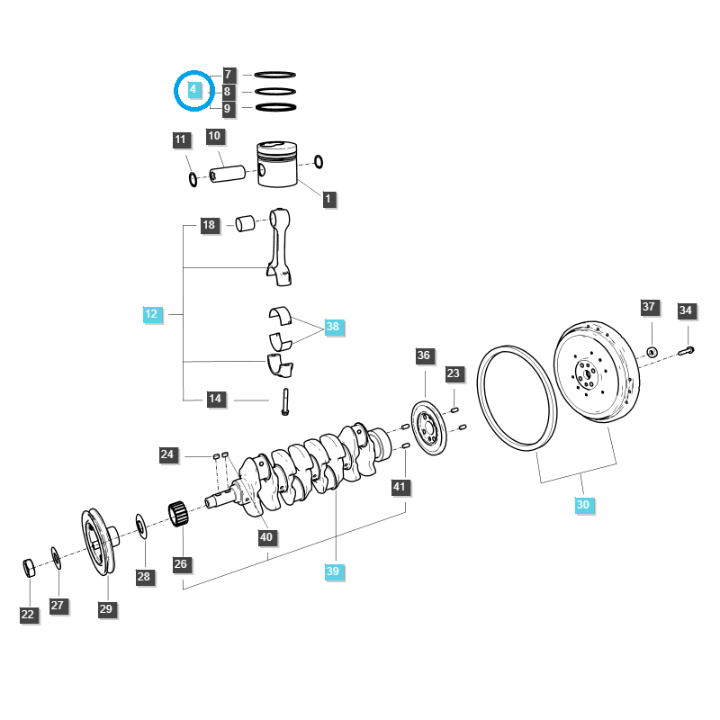 anillos de pistón - Anillos de pistón / EGQ120 / Tractor LS / n.º 40055313
