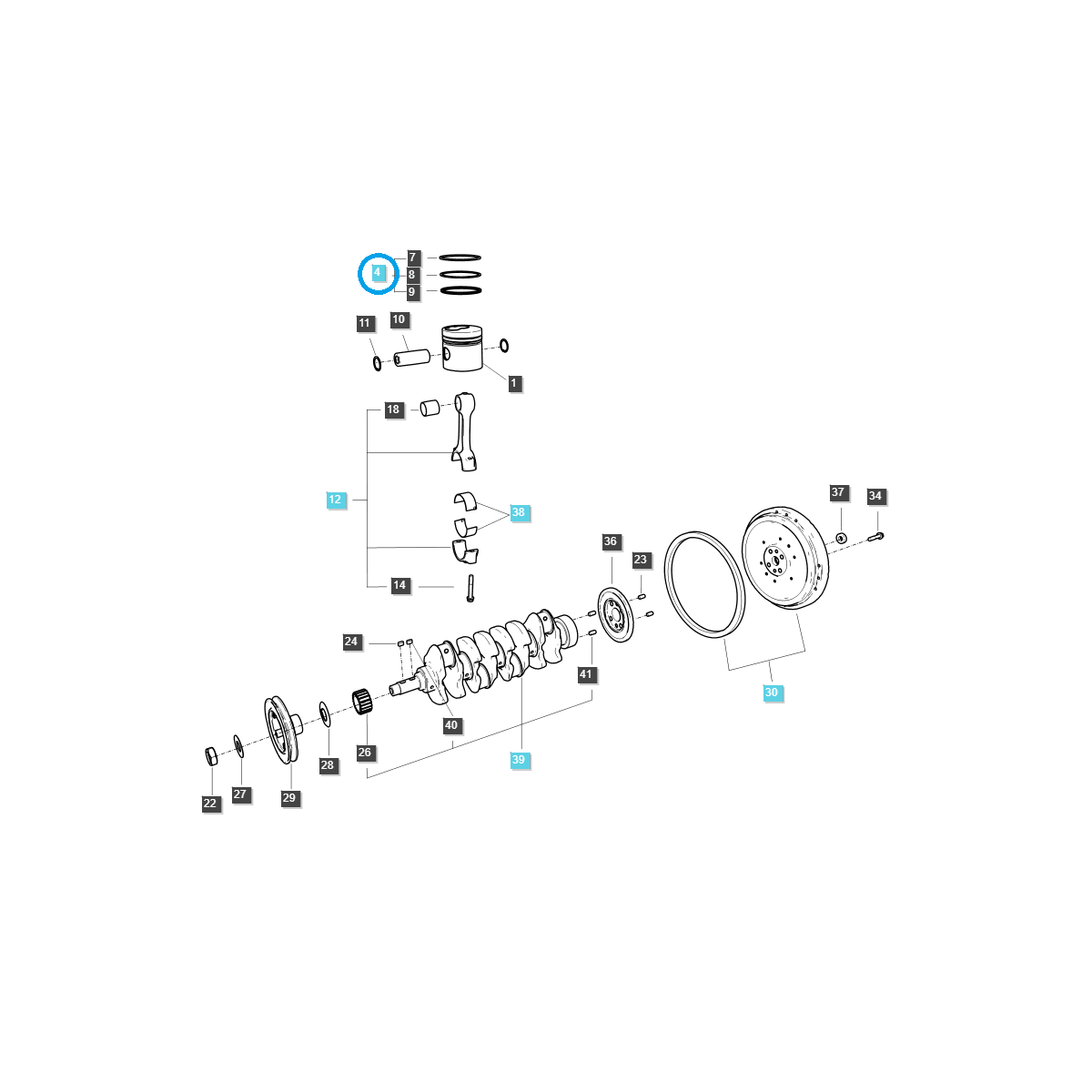 EGQ120 Ls Traktor Kolbenringsatz 40055313 / 20134406