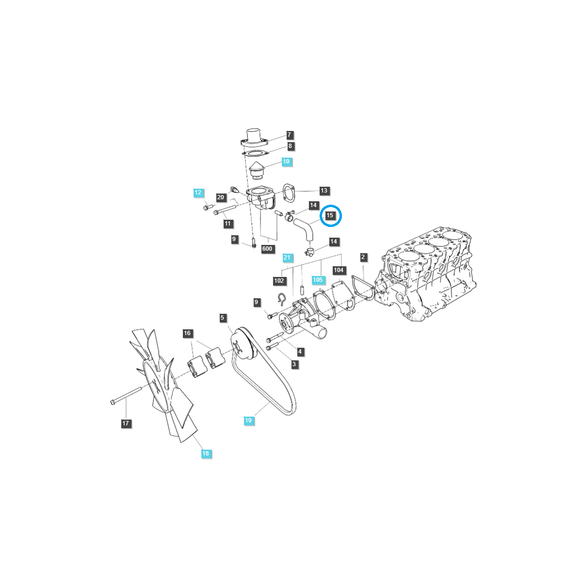 Kühlsystemschlauch / EGQ135 / LS Traktor / Nr. 40007374