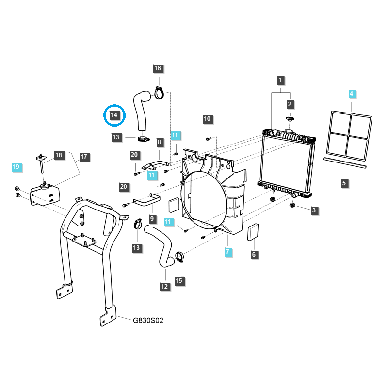 serpientes - Manguera de radiador / TRG 170 / LS Tractor / no 40337259