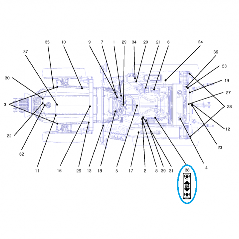 samolepky - Nálepka MID PTO/PTO LS Traktor / TRG980 / 40008812