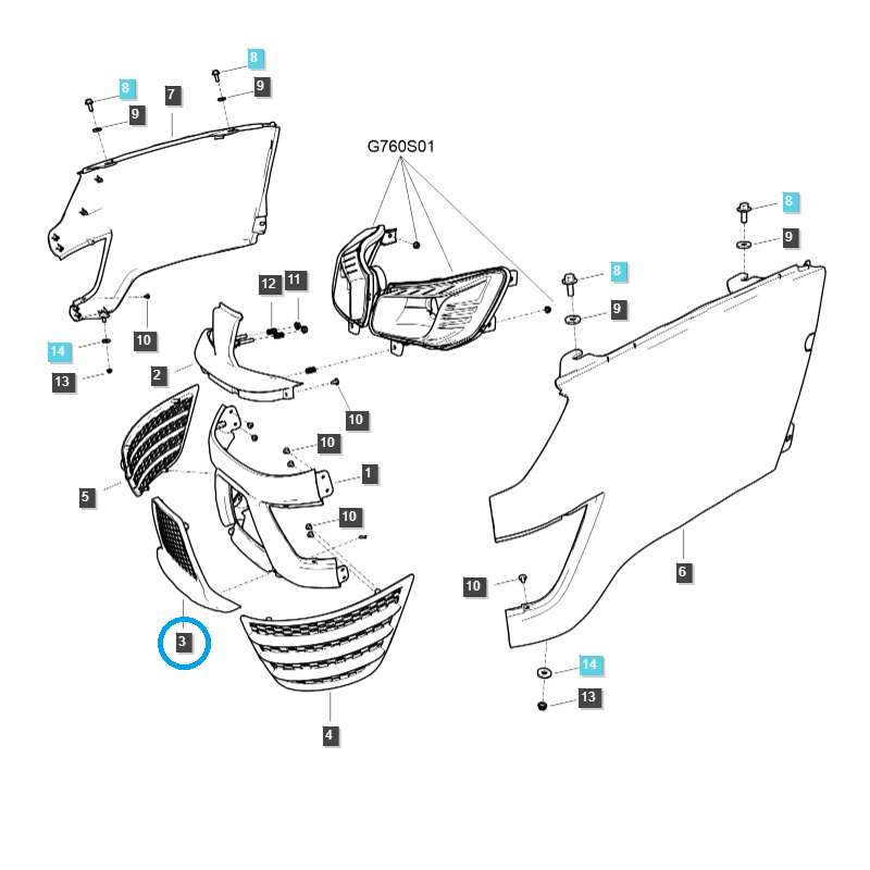 časti karosérie auta - Dummy / stredný gril / TRG830 / LS Traktor / č