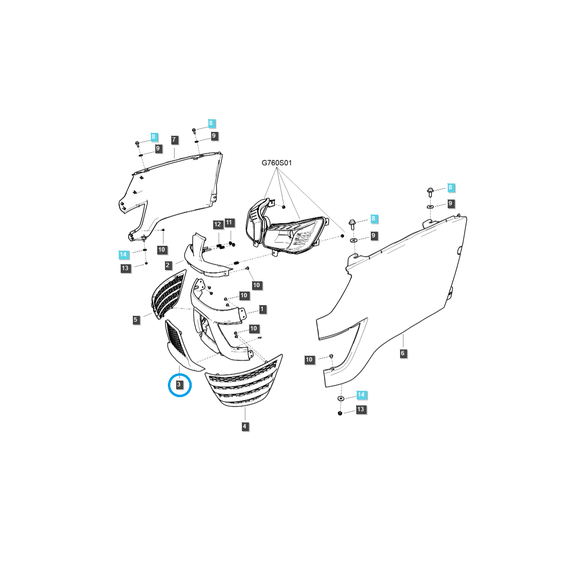 Attrappe / Mittelgrill / TRG830 / LS-Traktor / Nr. 40340671