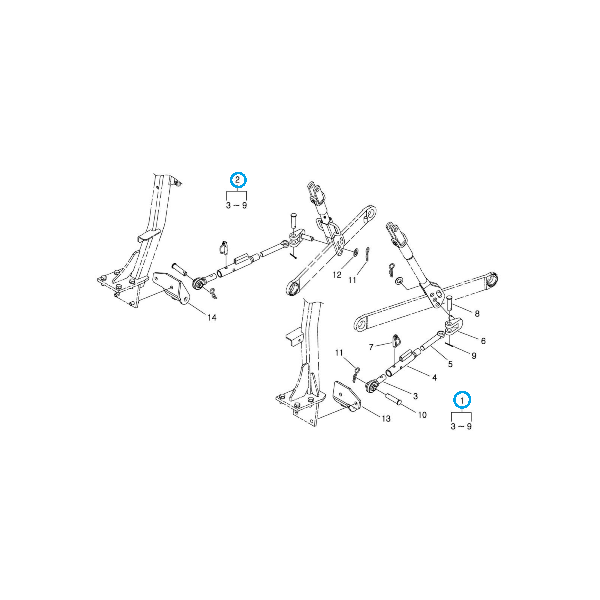 Reťaz, stabilizátor, 3-bodový záves / LS traktor č. 40210437