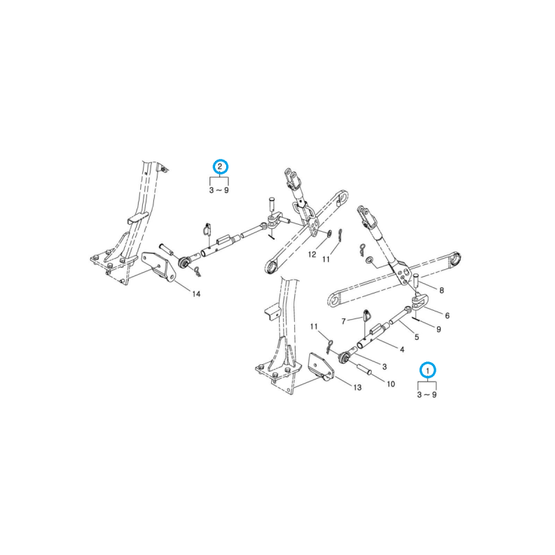 parts for ls - Chain, sling tension of the three-point linkage / LS Tractor No. 40210436