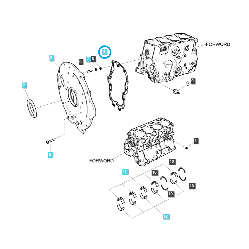 ostatní těsnění - Těsnění motoru / Traktor LS / LS U43 / LS U50 / LS U60 / č. 40265747