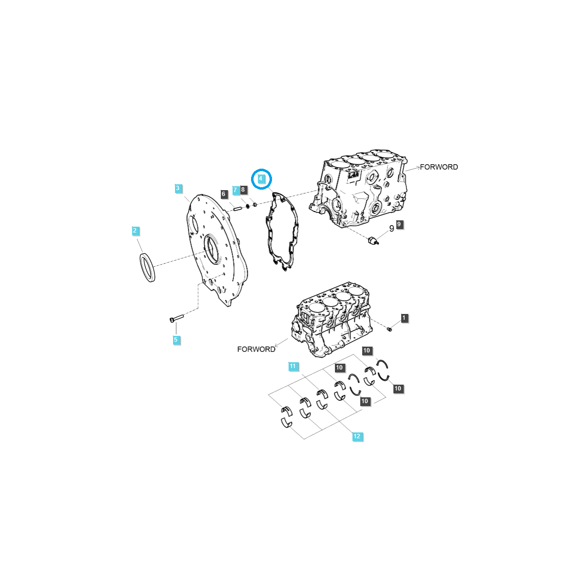 Joint moteur / LS U43 / LS U50 / LS U60 / LS Tracteur 40265747 40006834