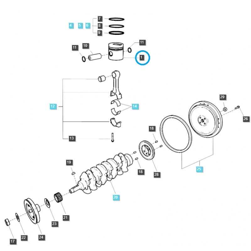 kolben - Motorkolben / S4QT / EGQ120 / LS Traktor / Nr. 40008946