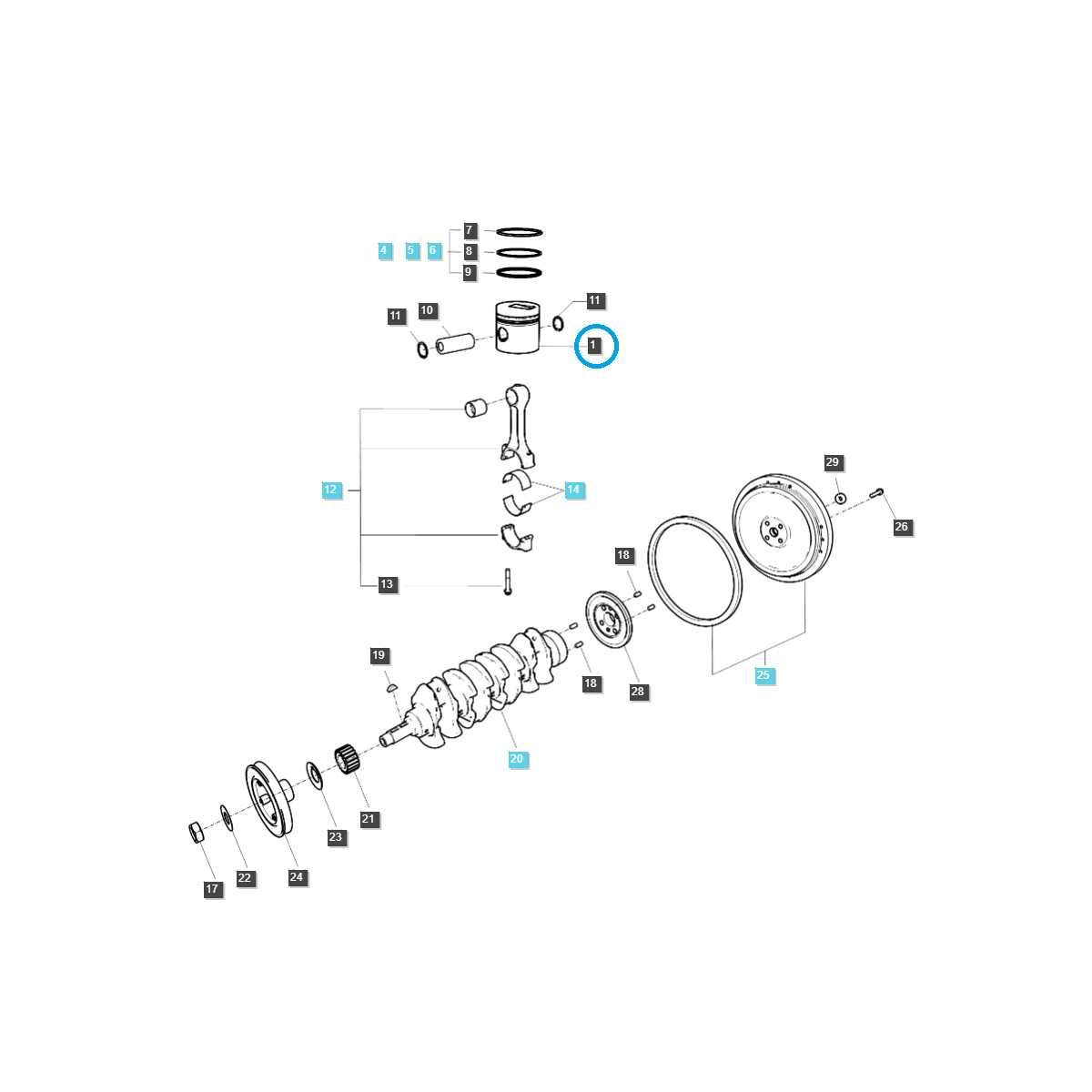 Motorkolben S4QT/ EGQ120 / Ls Traktor 40008946