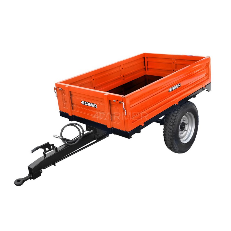 bandes annonces - Remorque agricole simple essieu 1,5T avec frein et benne basculante 4FARMER