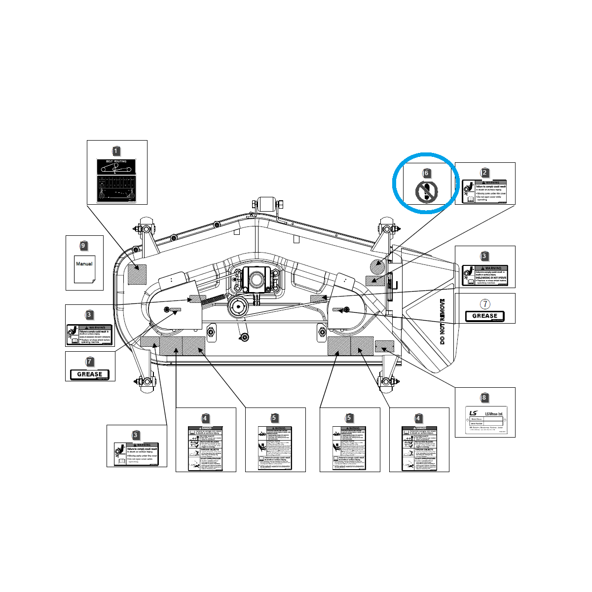 Adhesivo de advertencia / Tractor LS n.º 40376546