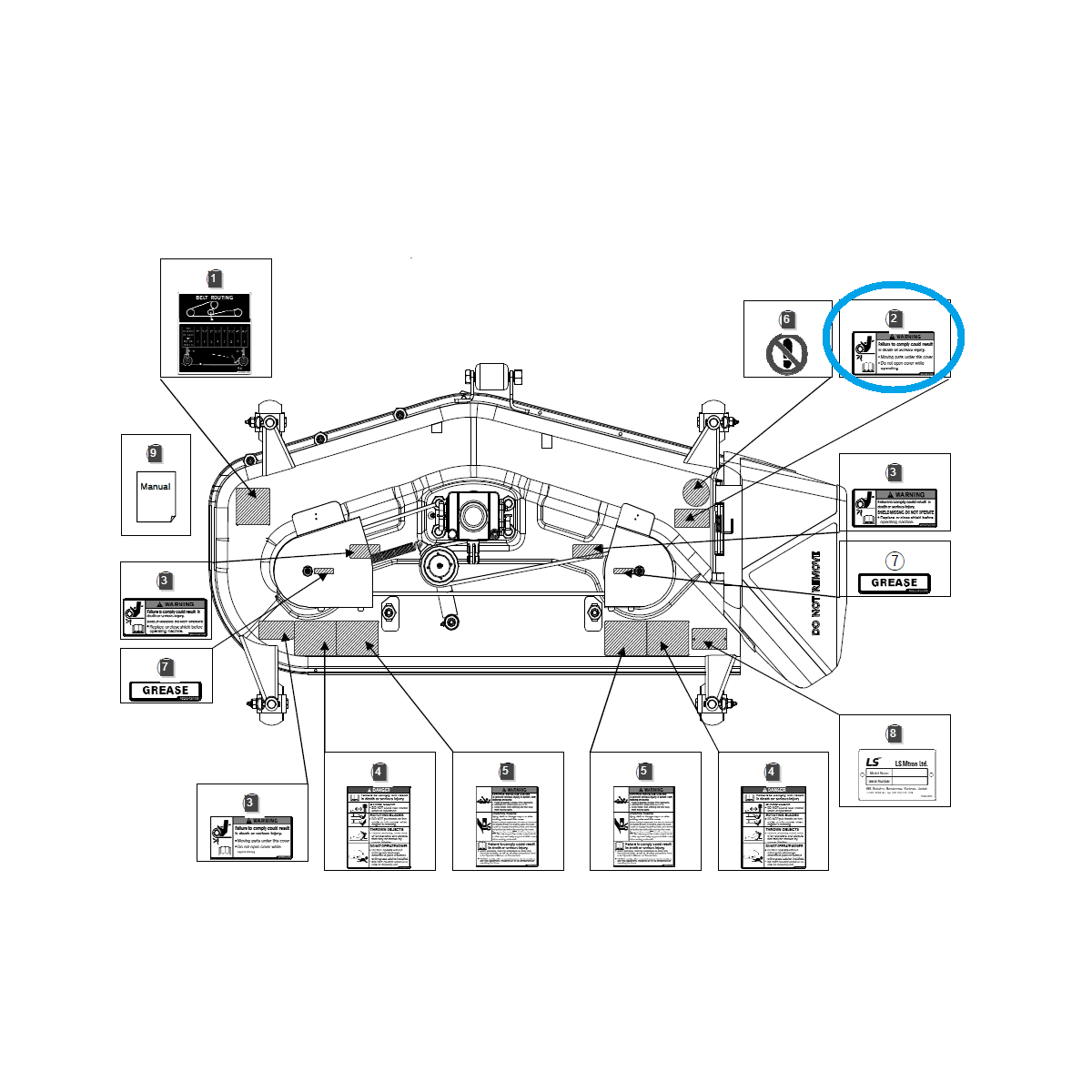 Autocollant d'avertissement / Tracteur LS n° 40376543