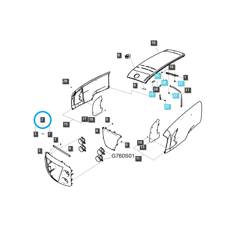 části karoserie - Přední mřížka se síťovinou a držákem / TRG830 / LS Traktor / č. 40213579