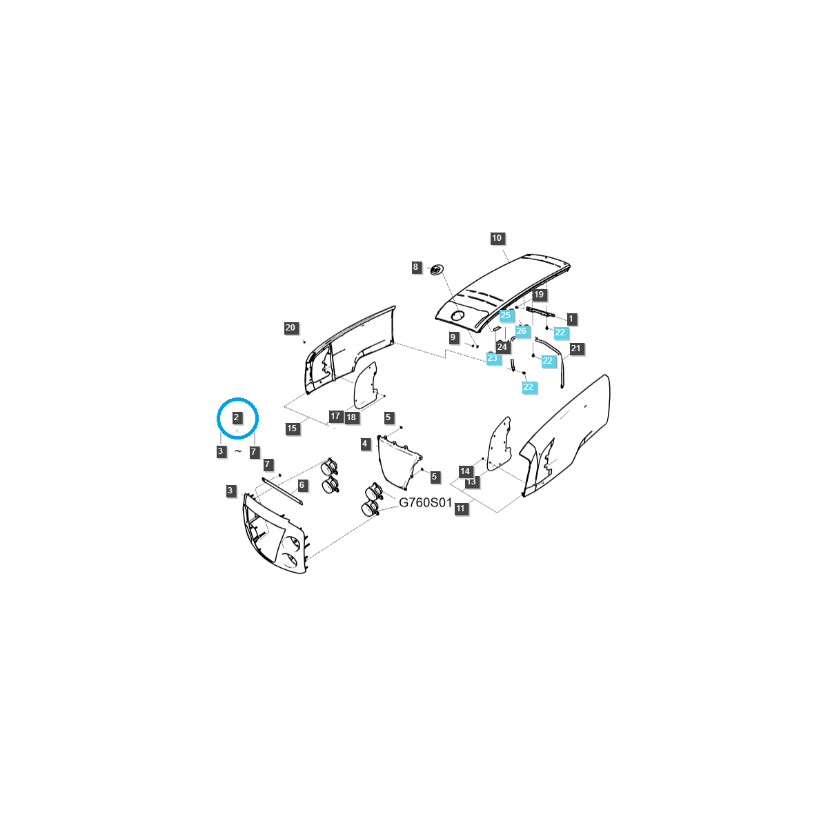 Přední mřížka se síťovinou a držákem / TRG830 / LS Traktor / č. 40213579