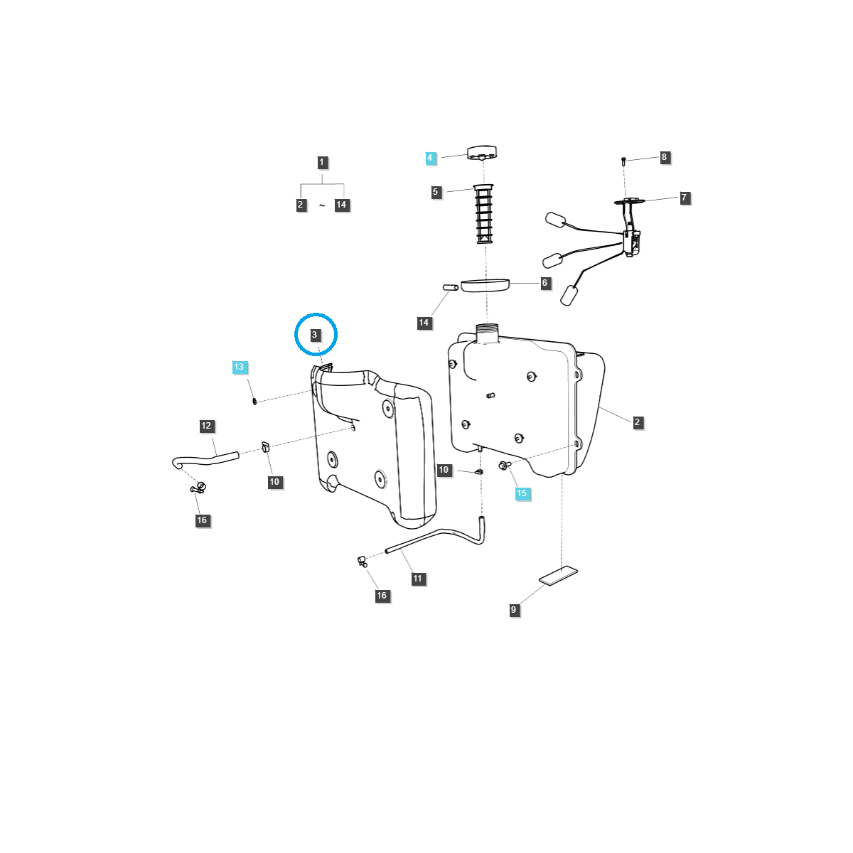 Couvercle de réservoir de carburant pour tracteur TRG040 Ls n° 40201945