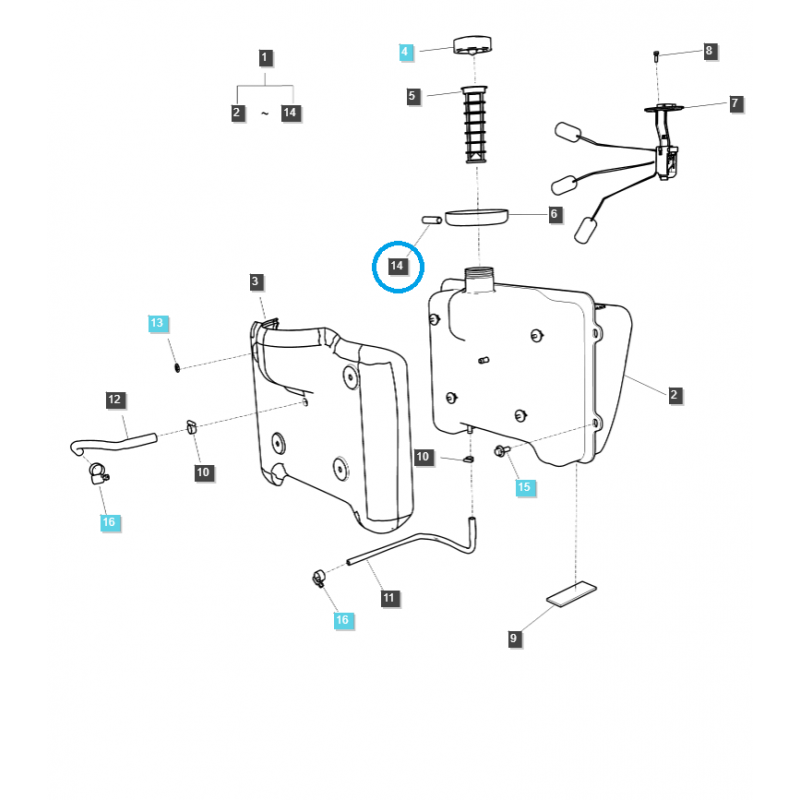 autres système de carburant - Couvercle de conduite de carburant / TRG040 / Tracteur LS / N° 40194077