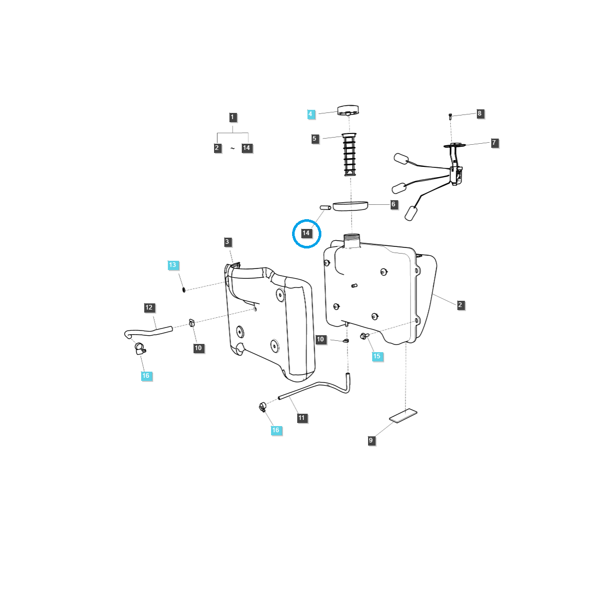 Tapa de la línea de combustible / TRG040 / Tractor LS / N.° 40194077