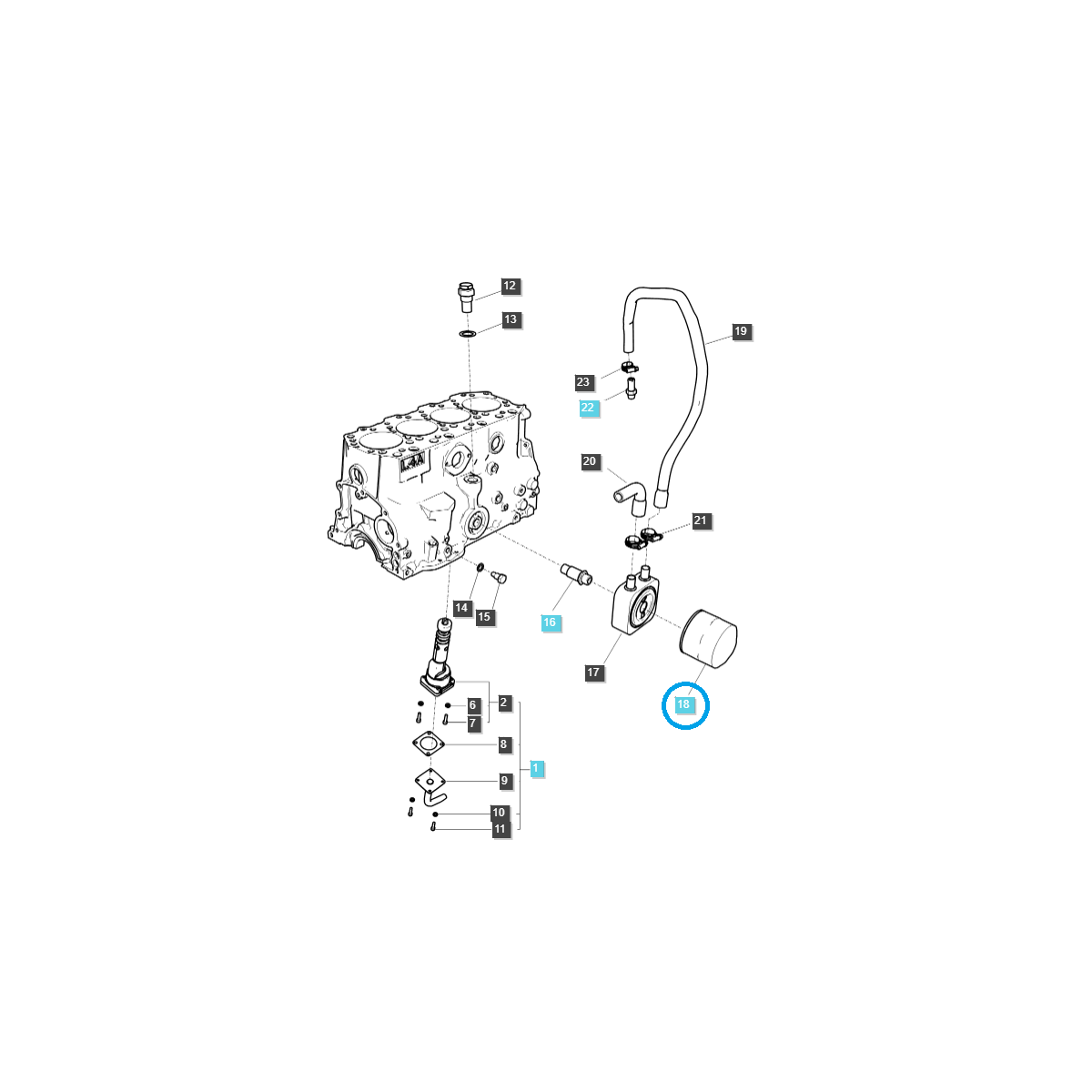 Filtr motorového oleje / EGQ140 / Traktor LS 40414065