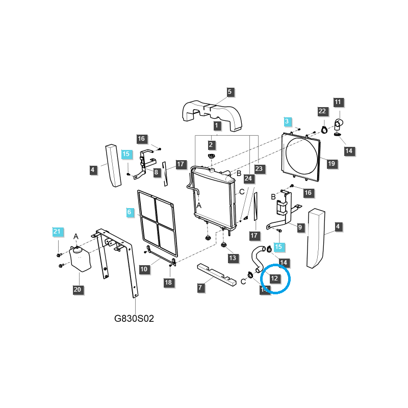 schlangen - Kühlerschlauch / TRG170 / LS Traktor / Nr. 40192382