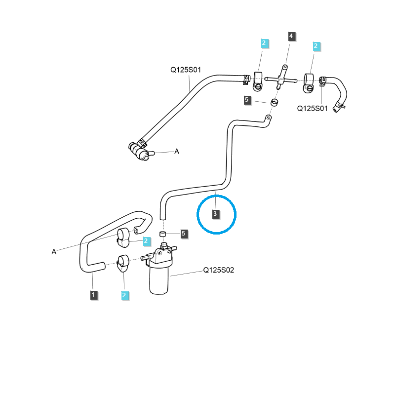fuel lines - Fuel Filter Hose / TRG040 / LS Tractor / No. 40235053